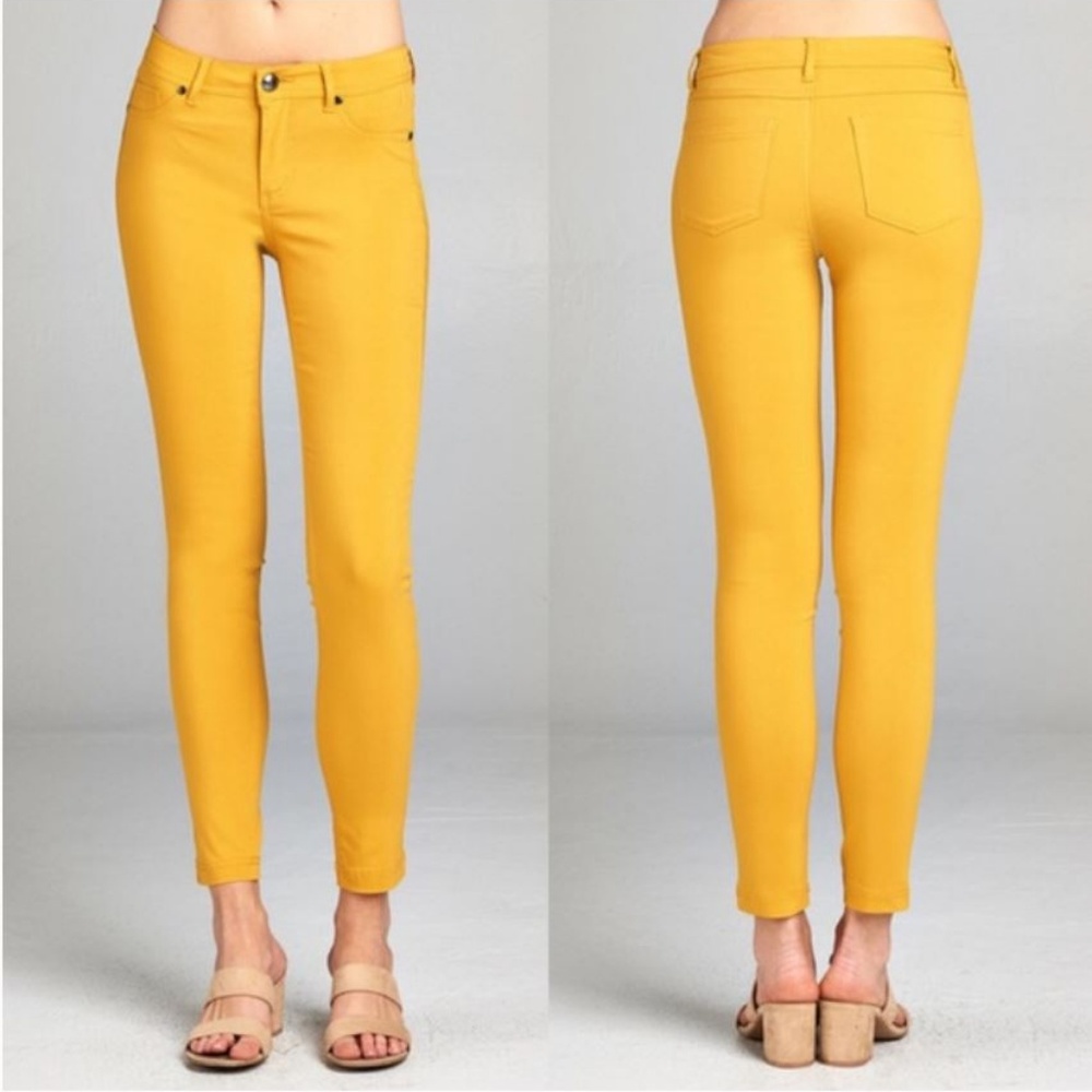 NWT  Yellow SUPER SKINNY Mustard Stretch Jeggings - Picture 2 of 2